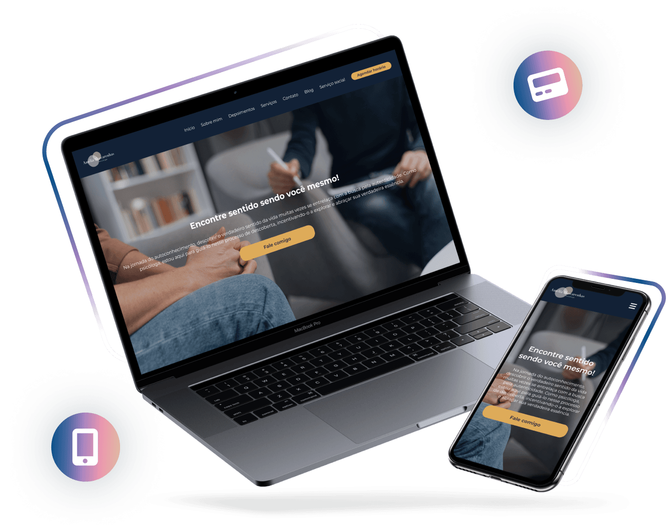 Imagem de uma notbook e um smartphone na página do psicomarketing